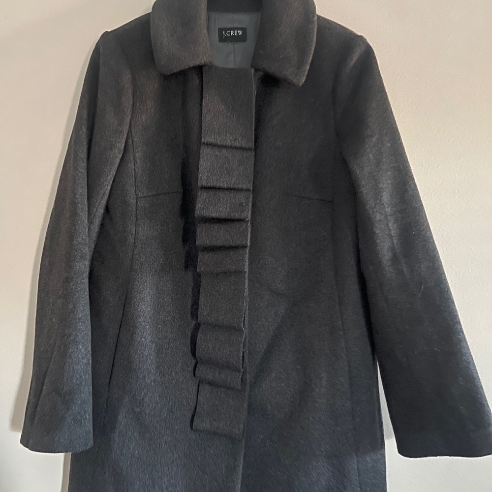 J. Crew Grey Wool Ribbon Script Coat